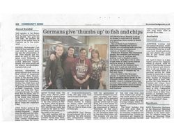 Diesen Bericht über Berufspraktikanten aus Rinteln und Hameln in Kendal hat Frances Corrie vom Partnerschaftskomkitee in Kendal in der Westmorland Gazette veröffentlicht. Repro: pr